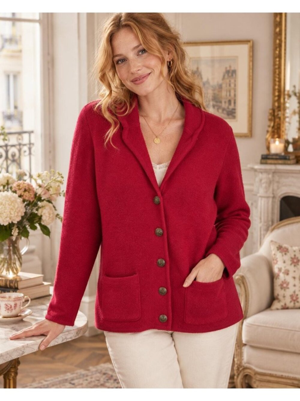 Vintage Worthington Red Wool Cardigan Blazer XL | 100% Wool Knit Jacket